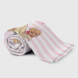 Плед флисовый Барби с щенком: розово-белая горизонтальная полоск, цвет: 3D-велсофт — фото 2