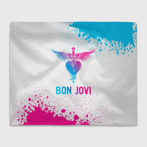 Плед Bon Jovi neon gradient style / 3D-Велсофт – фото 1