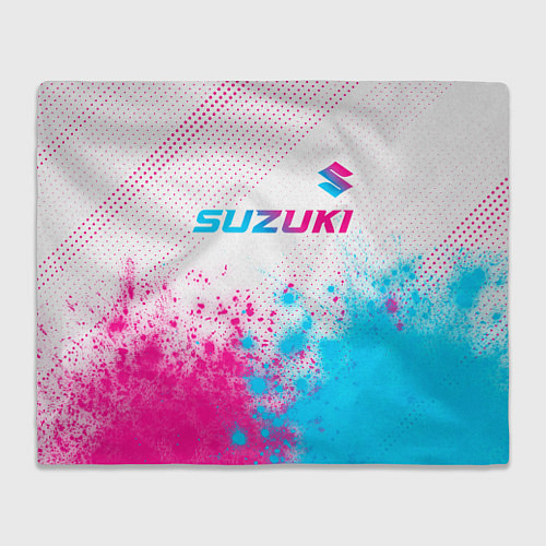 Плед Suzuki neon gradient style: символ сверху / 3D-Велсофт – фото 1