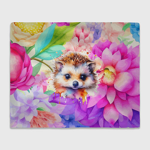 Плед Ежик в цветах / 3D-Велсофт – фото 1