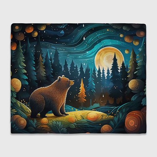 Плед Хозяин тайги: медведь в лесу / 3D-Велсофт – фото 1