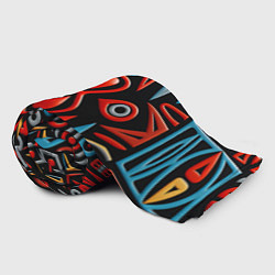 Плед флисовый Красно-синий узор в африканском стиле, цвет: 3D-велсофт — фото 2