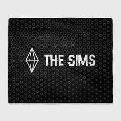 Плед флисовый The Sims glitch на темном фоне по-горизонтали, цвет: 3D-велсофт