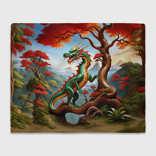 Плед Зеленый деревянный дракон / 3D-Велсофт – фото 1