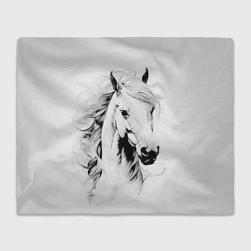 Плед Лошадь белая на ветру / 3D-Велсофт – фото 1