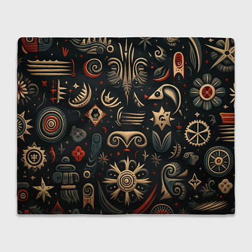 Плед Абстрактный узор в славянском стиле на тёмном фоне / 3D-Велсофт – фото 1