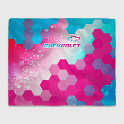 Плед флисовый Chevrolet neon gradient style посередине, цвет: 3D-велсофт