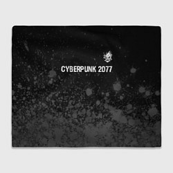 Плед флисовый Cyberpunk 2077 glitch на темном фоне посередине, цвет: 3D-велсофт