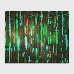 Плед флисовый Неоновые полосы зелёные, цвет: 3D-велсофт