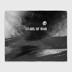 Плед флисовый Gears of War glitch на темном фоне посередине, цвет: 3D-велсофт