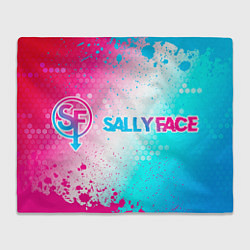 Плед флисовый Sally Face neon gradient style по-горизонтали, цвет: 3D-велсофт