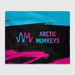 Плед флисовый Arctic Monkeys - neon gradient по-горизонтали, цвет: 3D-велсофт
