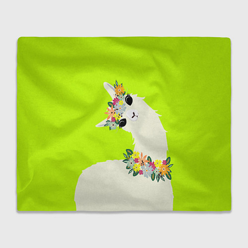 Плед Летняя лама - альпака в венке / 3D-Велсофт – фото 1