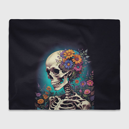 Плед Скелет с яркими цветами / 3D-Велсофт – фото 1