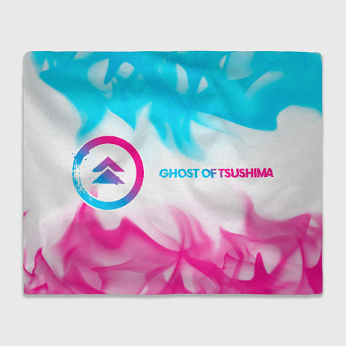 Плед Ghost of Tsushima neon gradient style по-горизонта / 3D-Велсофт – фото 1