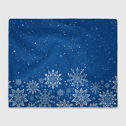 Плед флисовый Текстура снежинок на синем фоне, цвет: 3D-велсофт