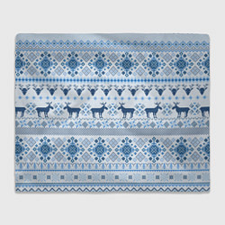 Плед флисовый Blue sweater with reindeer, цвет: 3D-велсофт