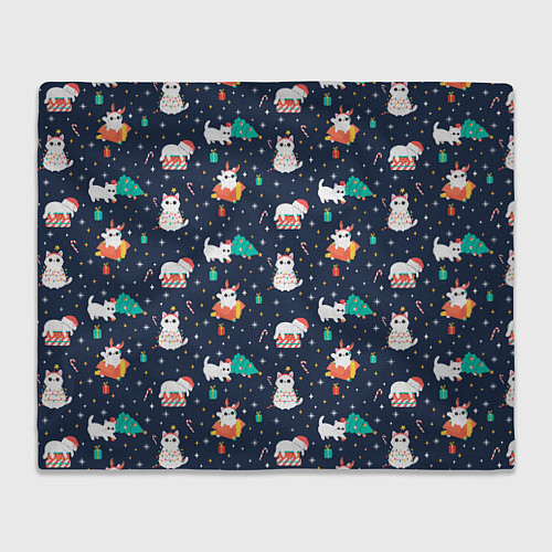 Плед Pattern with new years cats / 3D-Велсофт – фото 1