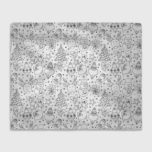 Плед Черно-белый новогодний патерн / 3D-Велсофт – фото 1