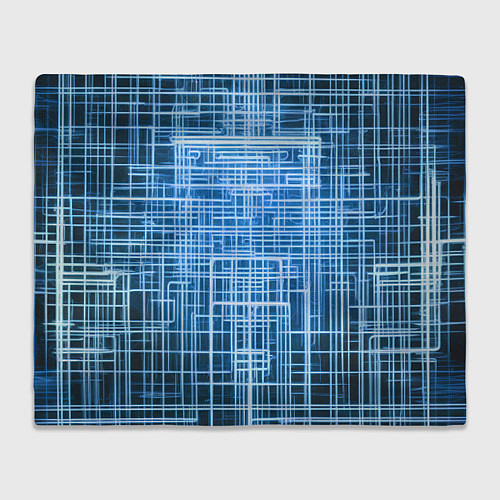 Плед Синие неоновые полосы киберпанк / 3D-Велсофт – фото 1