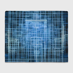 Плед флисовый Синие неоновые полосы киберпанк, цвет: 3D-велсофт
