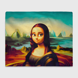 Плед флисовый Нейросеть - Мона Лиза в стиле Pixar, цвет: 3D-велсофт