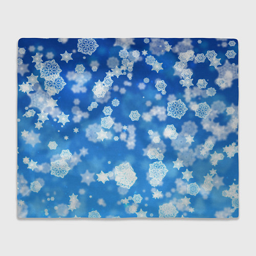 Плед Декоративные снежинки на синем / 3D-Велсофт – фото 1