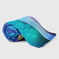 Плед флисовый Абстрактный синий волнистый фон со снежинками, цвет: 3D-велсофт — фото 2