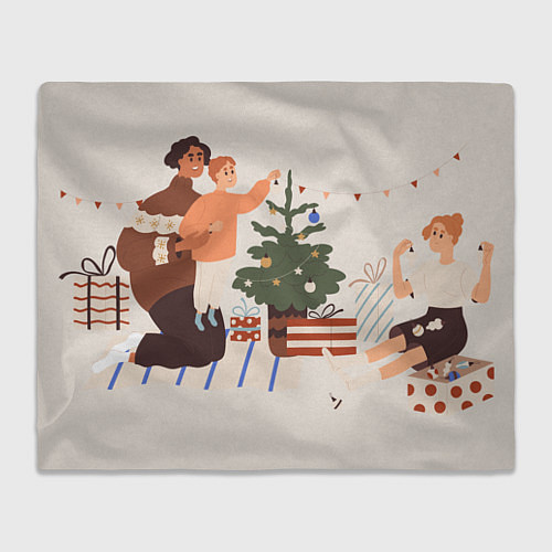 Плед Семья наряжает ёлку / 3D-Велсофт – фото 1