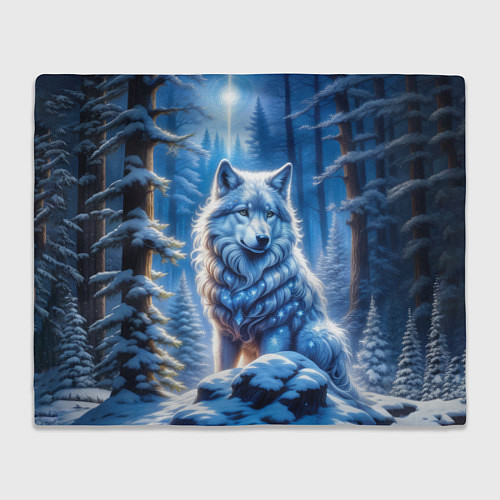 Плед Волк в зимнем ночном лесу / 3D-Велсофт – фото 1