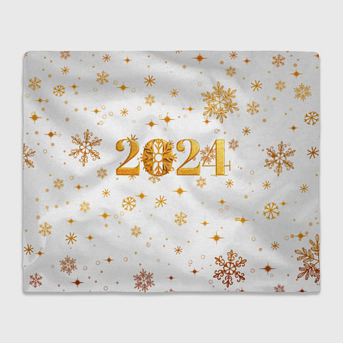 Плед Новый 2024 год - золотой / 3D-Велсофт – фото 1