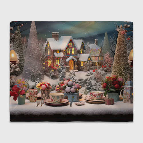 Плед Объемные новогодние домики / 3D-Велсофт – фото 1