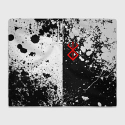 Плед флисовый Берсерк знак жертвы - черно-белые брызги, цвет: 3D-велсофт