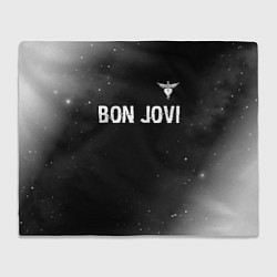 Плед флисовый Bon Jovi glitch на темном фоне посередине, цвет: 3D-велсофт