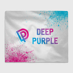 Плед флисовый Deep Purple neon gradient style по-горизонтали, цвет: 3D-велсофт