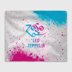 Плед флисовый Led Zeppelin neon gradient style, цвет: 3D-велсофт