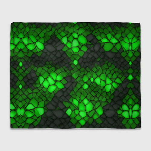 Плед Зелёный трескающийся камень / 3D-Велсофт – фото 1