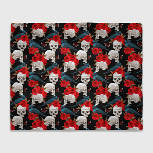 Плед Skull in roses / 3D-Велсофт – фото 1