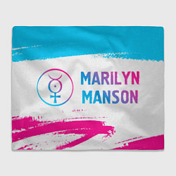 Плед флисовый Marilyn Manson neon gradient style по-горизонтали, цвет: 3D-велсофт