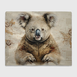 Плед флисовый Коала в стиле диаграмм Давинчи, цвет: 3D-велсофт