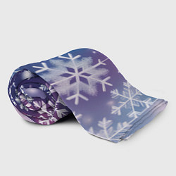 Плед флисовый Снежинки на фиолетово-синем фоне, цвет: 3D-велсофт — фото 2