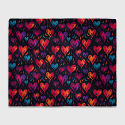 Плед флисовый Паттерн с сердцами, цвет: 3D-велсофт