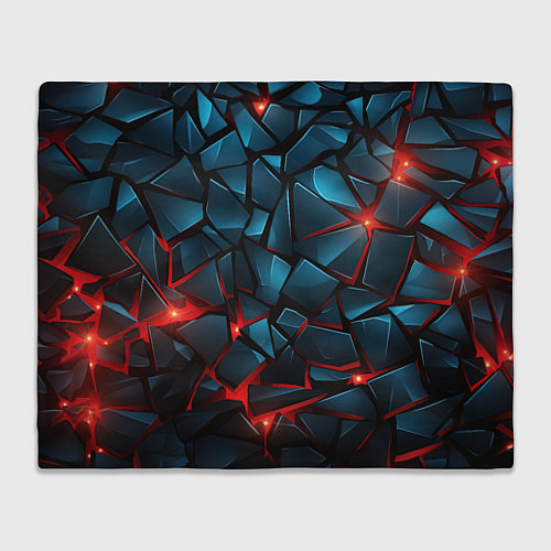 Плед Синие плиты с красным разломом / 3D-Велсофт – фото 1