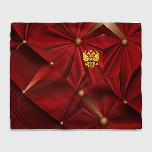 Плед Золотой герб России на красной абстракции / 3D-Велсофт – фото 1