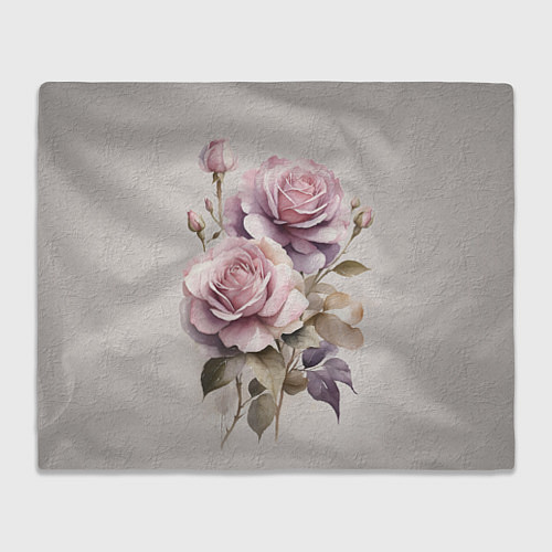 Плед Нежные розовые розы на стене / 3D-Велсофт – фото 1