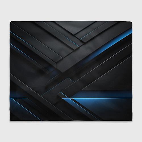 Плед Голубая неоновая полоса на черном / 3D-Велсофт – фото 1