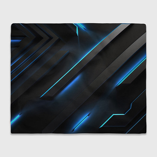 Плед Черная конструкция с синими неоновыми вставками / 3D-Велсофт – фото 1