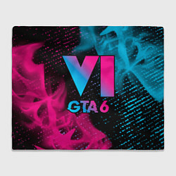 Плед флисовый GTA 6 - neon gradient, цвет: 3D-велсофт