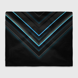 Плед флисовый Голубые геометрические неоновые полосы, цвет: 3D-велсофт