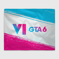 Плед флисовый GTA 6 neon gradient style по-горизонтали, цвет: 3D-велсофт